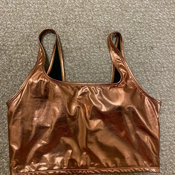 Fashion Nova Metallic Copper Swim Top - Picture 3 of 4
